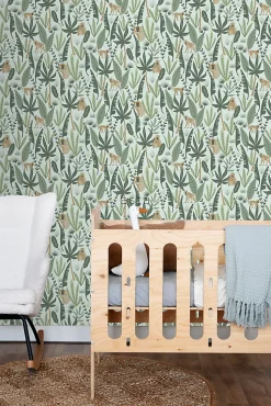 ESTAhome papier peint singes de la jungle vert menthe et vert foncé - 53 cm x 10.05 m - 139073