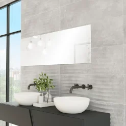 Faïence murale effet béton gris foncé mat décor vague L.90 x l.30 cm x ép.10,5 mm, Unik