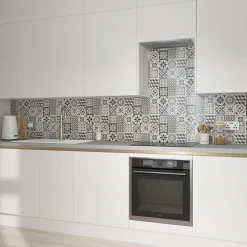 Faïence murale effet carreaux de ciment tons noirs et blancs L.60 x l.20 cm x ép.8,3 mm, Konkrete