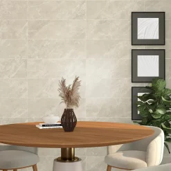 Faïence murale effet marbre taupe brillant L.90 x l.30 cm x ép.10,5 mm, Balmoral
