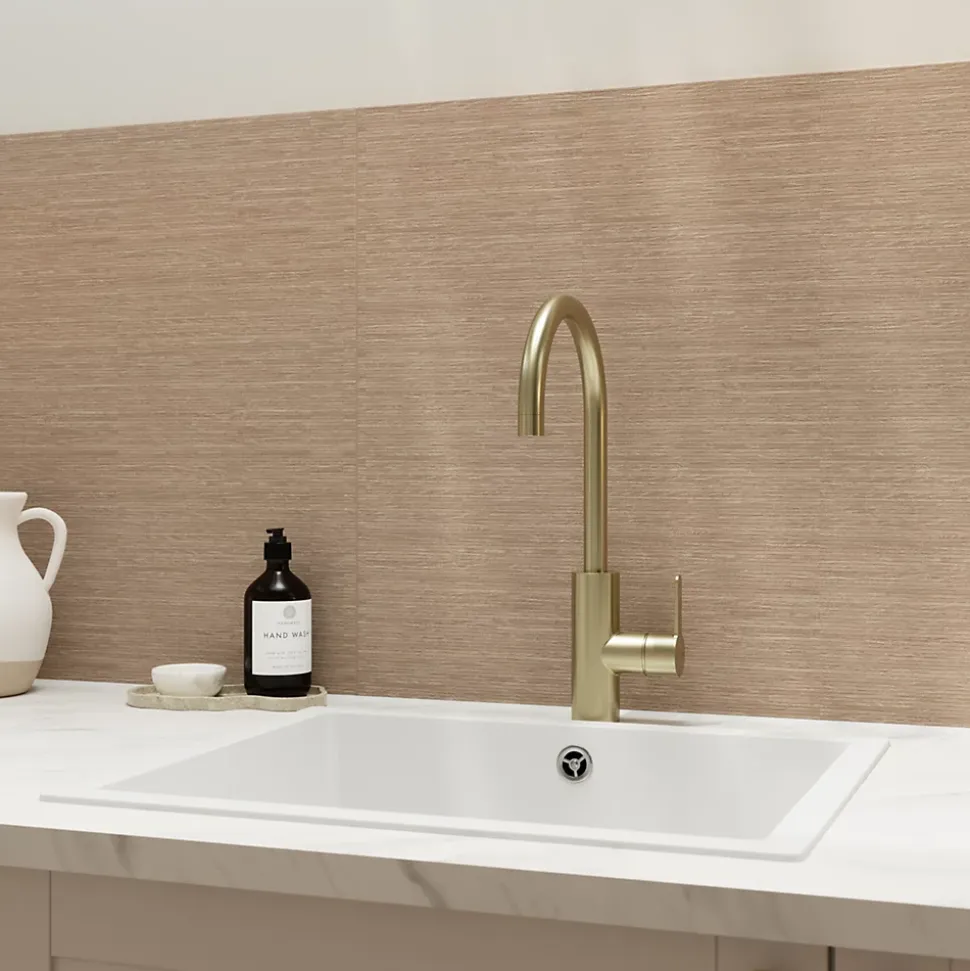 Faïence murale intérieur grès émaillé effet bois brut beige L.12 x l.6 cm x ép.8,2 mm, Taka