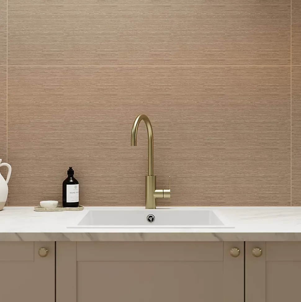 Faïence murale intérieur grès émaillé effet bois brut beige L.12 x l.6 cm x ép.8,2 mm, Taka