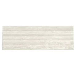 Faïence murale ivoire mat décor fines cannelures L.60 x l.20 cm x ép.9,4 mm, Soft Travertin