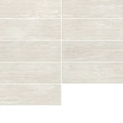 Faïence murale ivoire mat décor fines cannelures L.60 x l.20 cm x ép.9,4 mm, Soft Travertin