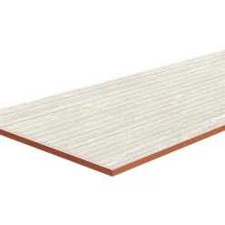 Faïence murale ivoire mat décor fines cannelures L.60 x l.20 cm x ép.9,4 mm, Soft Travertin