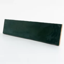 Faïence murale vert effet terre cuite brillant L.30 x l.7,5 cm, Vernissea