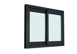 Fenêtre 2 vantaux coulissante double vitrage GoodHome en aluminium gris l.103 x H.77 cm