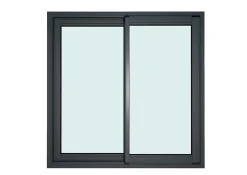 Fenêtre 2 vantaux coulissante double vitrage GoodHome en aluminium gris l.103 x H.122 cm