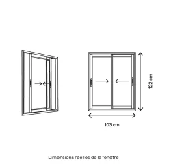 Fenêtre 2 vantaux coulissante double vitrage GoodHome en aluminium gris l.103 x H.122 cm