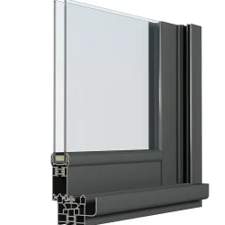 Fenêtre 2 vantaux coulissante double vitrage GoodHome en aluminium gris l.103 x H.122 cm