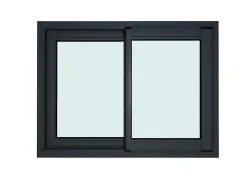 Fenêtre 2 vantaux coulissante double vitrage GoodHome en aluminium gris l.123 x H.77 cm