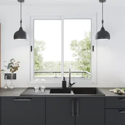 Fenêtre 2 vantaux coulissante double vitrage GoodHome en aluminium blanc l.123 x H.137 cm