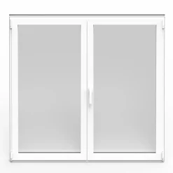 Fenêtre 2 vantaux oscillo-battante, tirant droit double vitrage GoodHome en aluminium blanc l.123 x H.117 cm