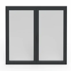 Fenêtre 2 vantaux oscillo-battante, tirant droit double vitrage GoodHome en aluminium gris l.103 x H.107 cm