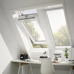 Fenêtre de toit à projection par le bas Velux GPU UK04 0057 L.134 x H.98 cm Tout confort EverFinish blanc