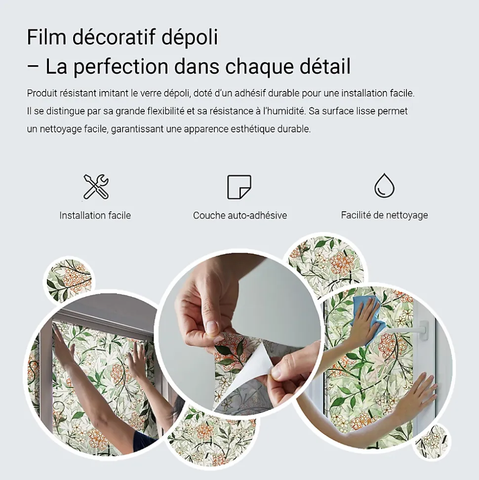 Film décoratif pour vitre Wallfluent 50x116 cm Protège efficacement l'intimité Couleur Unie 1 rol.