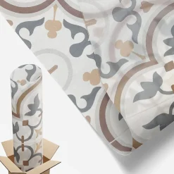 Film Ddépoli Autoadhésif Wallfluent 100x146 cm d'Intimité pour Fenêtre Rayures Ornements Carrelés 1 rol.