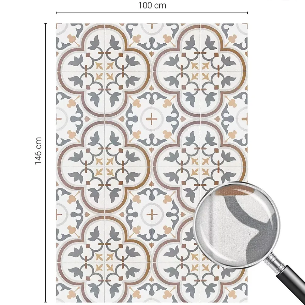 Film Ddépoli Autoadhésif Wallfluent 100x146 cm d'Intimité pour Fenêtre Rayures Ornements Carrelés 1 rol.