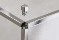 Finition angulaire rectifiée Ilcom PQS en acier inoxydable pour profils Argent poli - 12 mm x 12 mm