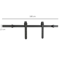HOMCOM Kit de porte coulissante système galandage avec porte épaisseur 20-25 mm largeur max. 0,9 m charge max. 20 Kg acier noir