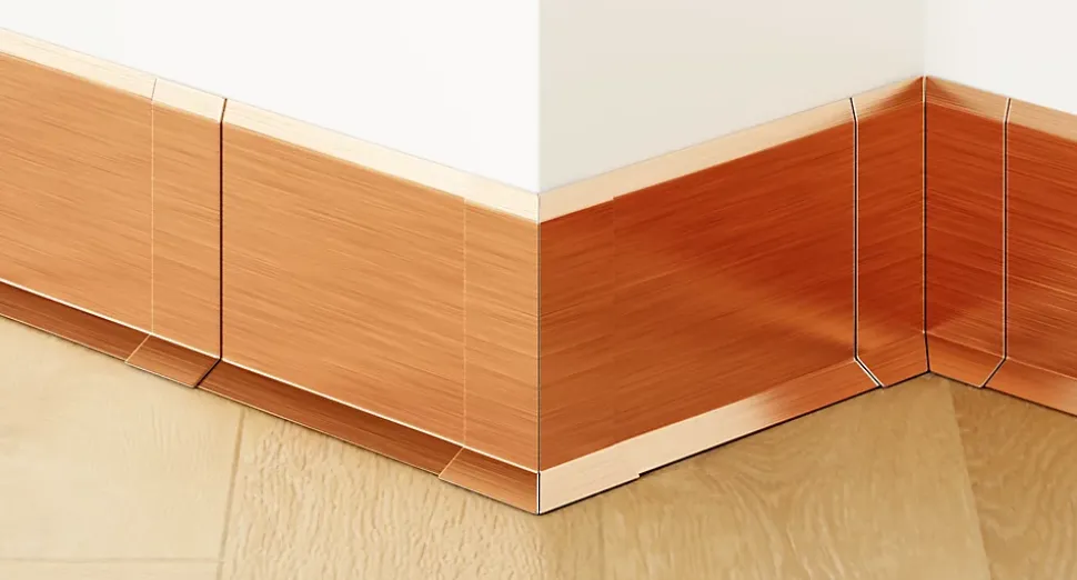 Joint FI en acier inoxydable pour plinthe Cuivre satiné - 60mm x 30mm x 12mm