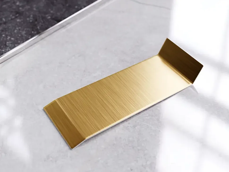 Joint FI en acier inoxydable pour plinthe Or satiné - 80mm x 30mm x 12mm