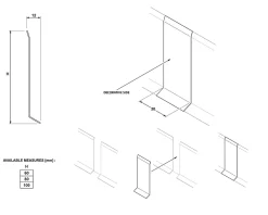 Joint FI en acier inoxydable pour plinthe Argent satiné - 60mm x 30mm x 12mm
