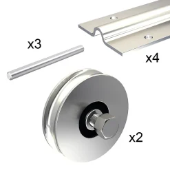 Kit coulissant 12 mm - rails 4 x 1,95 m pour portail de 4 m - 400 kg