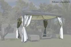 Kit de 4 rideaux de remplacement 180gr/m² coloris gris perle pour pergola Opale