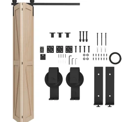 Kit de porte coulissante compatibilité porte épaisseur 40-55 mm longueur rail 1,22 m charge max. 90 Kg acier au carbone noir