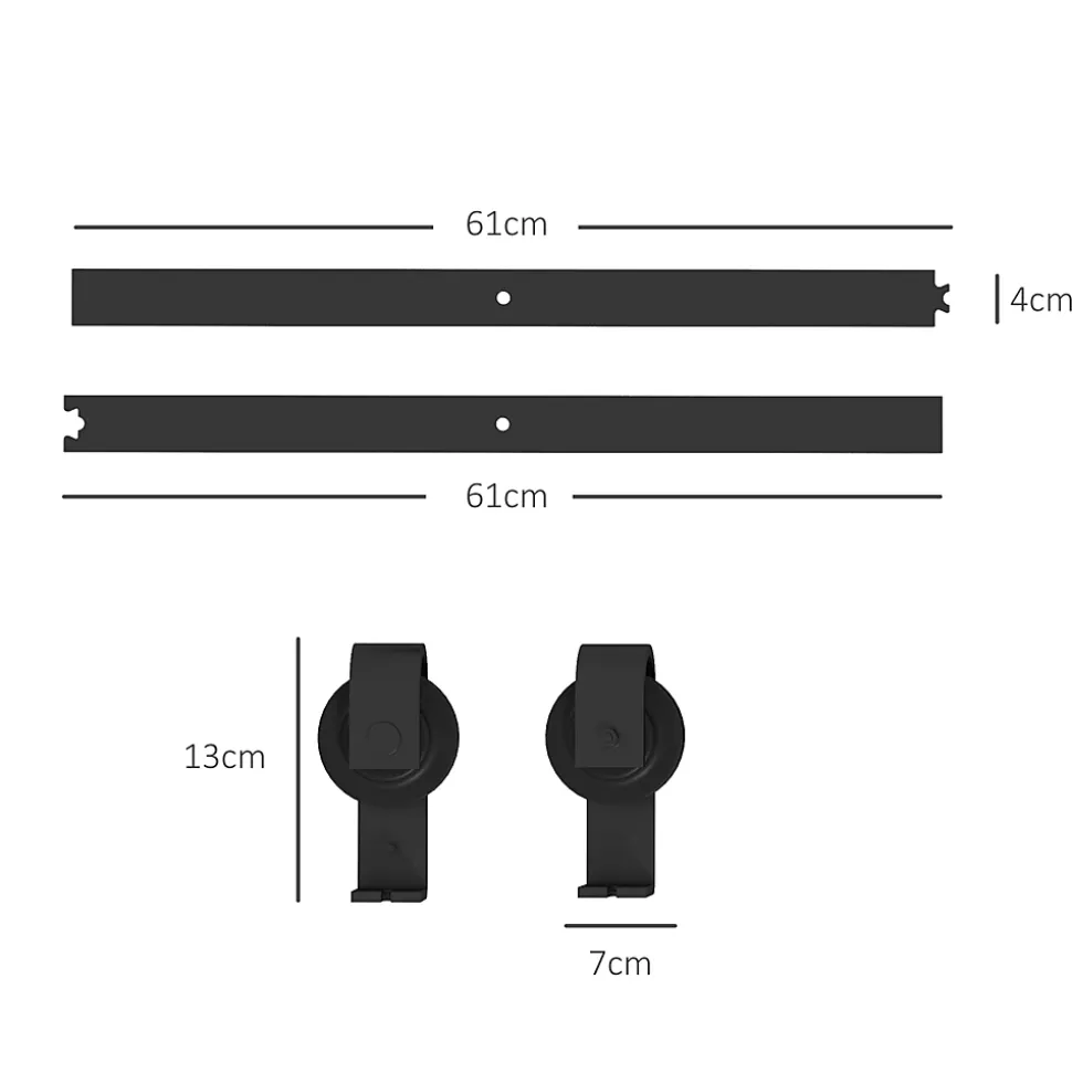Kit de porte coulissante compatibilité porte épaisseur 40-55 mm longueur rail 1,22 m charge max. 90 Kg acier au carbone noir