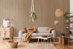 Lambris PVC effet tasseau décoratif lamelles imitation bois linio 37,5 x 260 cm