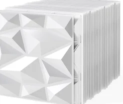 Lot de 50/100 Panneau Mural Decoratif en Diamant, Panneaux Muraux 3D en PVC, Imperméable & Résistant à Chaleur