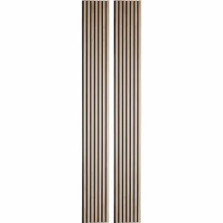 Lot de 2 panneaux acoustiques bois 250 x 30 x 1,9 cm - Lamelles bois placage chêne clair véritable fond noir - 1,5m²