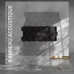 Lot de 2 Panneaux Hexagonaux H. 76 cm L. 62 cm - Chêne Noir Feutre Noir