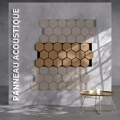 Lot de 2 Panneaux Hexagonaux H. 76 cm L. 62 cm - Chêne Brun Feutre Noir