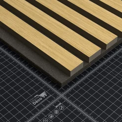 Lot de 2 Panneaux Tasseaux Bois - Chêne Feutre Noir - 3 m², 2500 x 600 mm, Mon Marché Déco