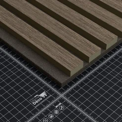 Lot de 2 Panneaux Tasseaux Bois - Noyer Feutre Noir - 3 m², 2500 x 600 mm, Mon Marché Déco
