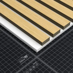 Lot de 2 Panneaux Tasseaux Bois - Chêne Feutre Blanc - 3 m², 2500 x 600 mm, Mon Marché Déco