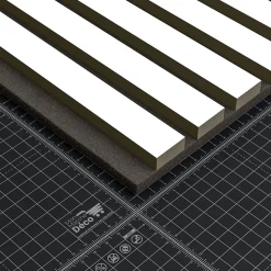 Lot de 2 Panneaux Tasseaux Bois - Blanc Feutre Noir - 2,88 m², 2500 x 600 mm, Mon Marché Déco