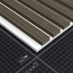 Lot de 2 Panneaux Tasseaux Bois - Noyer Feutre Blanc - 3 m², 2500 x 600 mm, Mon Marché Déco