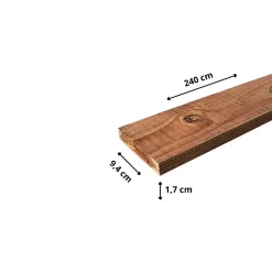 Lot de 10 Planches Rabotées Sapin Traité marron, L.240 x l.9,4 cm x Ep.17 mm