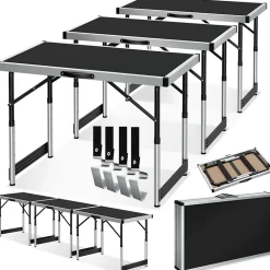 Lot de 3 tables à tapisser pliable Hauteur réglable en 4 niveaux noir