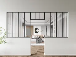 Lot de 2 verrières atelier avec imposte en aluminium thermolaqué - 2 x L120 x H130 + L73 x H40 cm - Noir - BAYVIEW