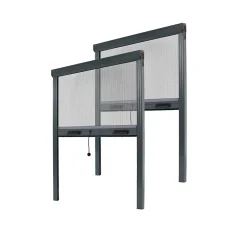 Lot Stores Moustiquaire ALU recoupable - x2 - L100 x H130cm - Gris Anthracite