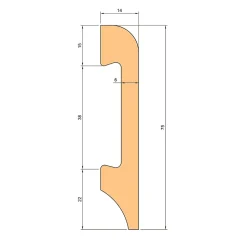 108ML de plinthe BC brossée en EqualWood HI-TEC POLYMERS 75x14mm Noir, Blanc, Aluminium etc. - BLANCHE