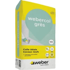 Mortier - colle à adhérence (C2) - WEBER COLLE GRES - Sac de 25 Kg - BLANC