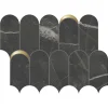 Mosaïque décor orné d'inserts en or aspect marbre noir 41,02X30,3 cm - SCULTOREA Dark diamond tessere arco oro reflex J591 -