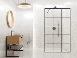 Mosaïque en céramique sur maille pour salle de bain ou cuisine 28.2 cm x 30 cm - Marble Arabesque