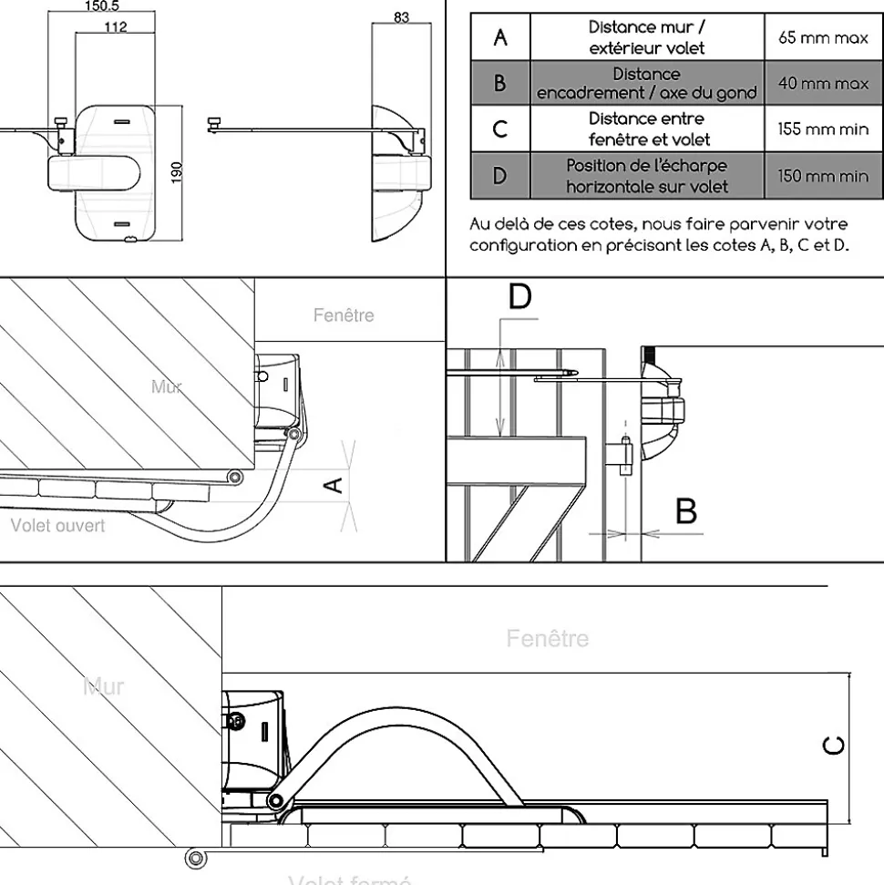 Motorisation pour volet 1 battant gauche SLID'UP BRA-VO radio